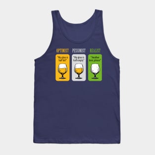 FUNNY OPTIMIST PESSIMIST REALIST BEER DESIGN Tank Top